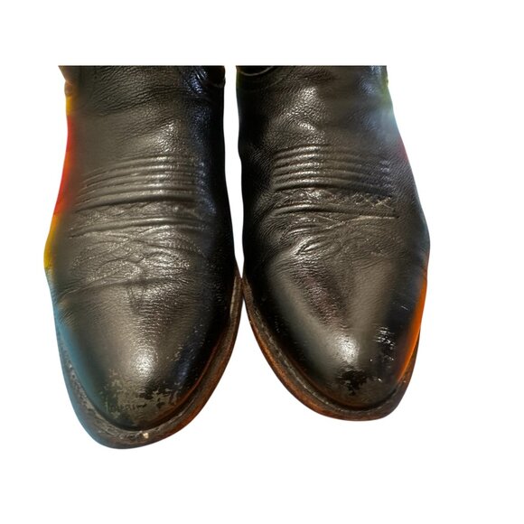 Dan Post Western Cowboy Boots Mens 8.5 Black Leather Embroidered Stitch Rodeo - Picture 11 of 14